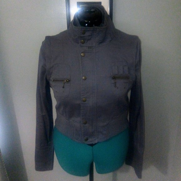 Ali & Kris Convertible Cropped Gray Jacket Sz L - Picture 14 of 15